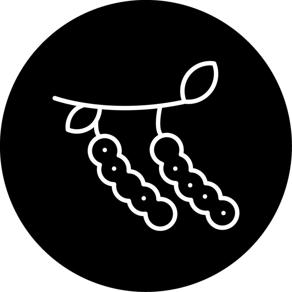 Tamarind Sour Fruit Line Circle Inverted vector