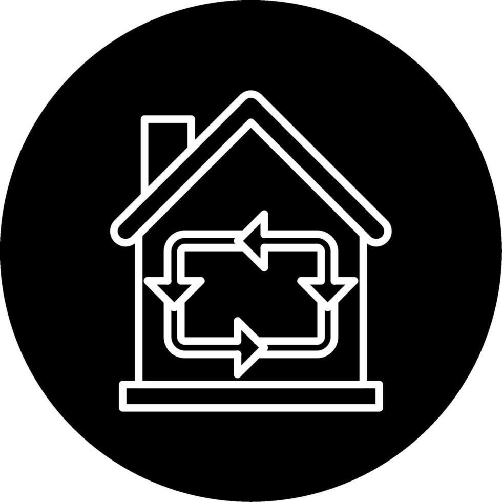 House Recycle Home Waste Management Line Circle Inverted vector