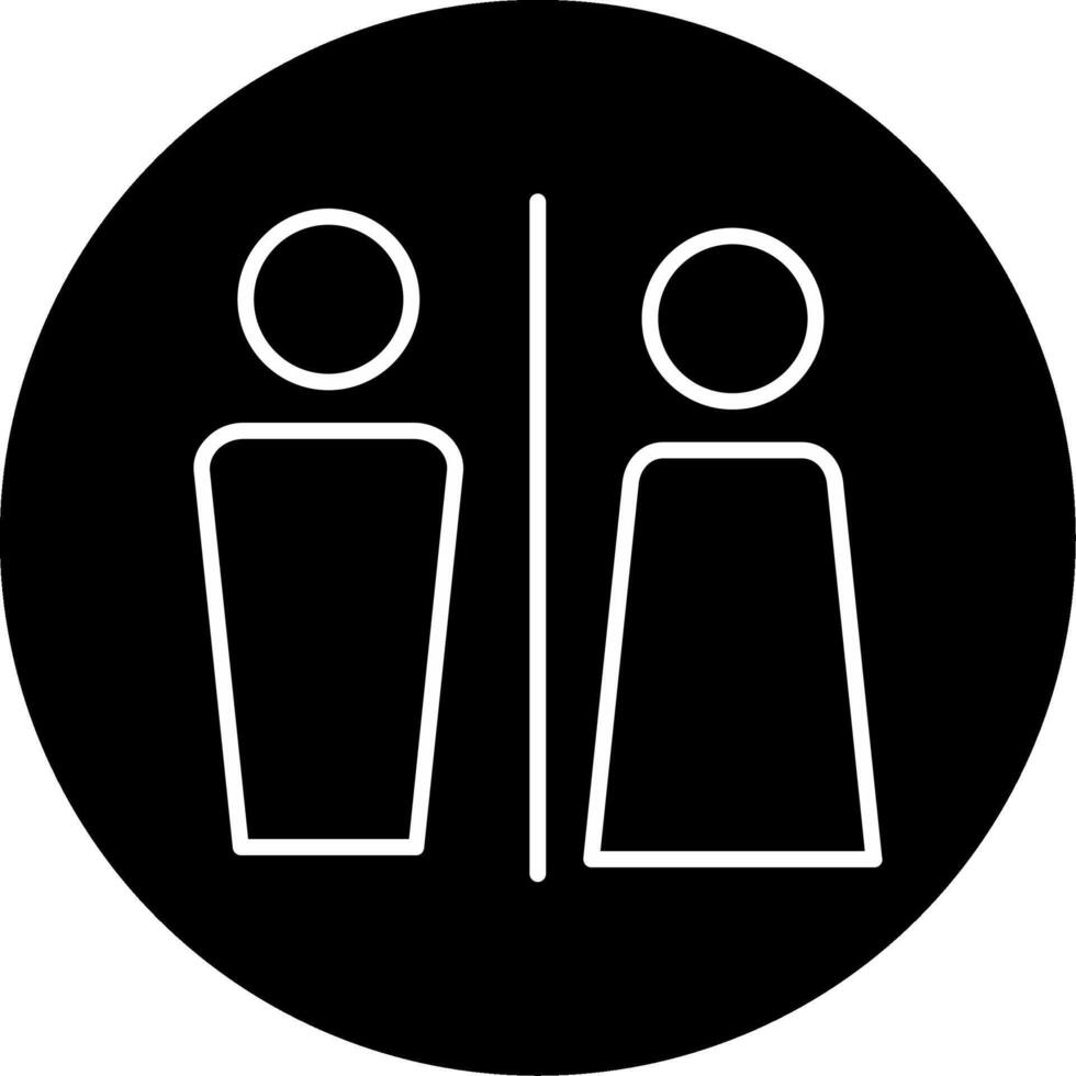 Male Female Toilet Sign Restroom Indicator Line Circle Inverted vector