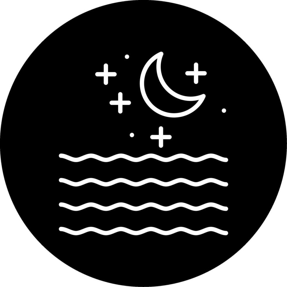 Sea Night Ocean at Dusk Line Circle Inverted vector