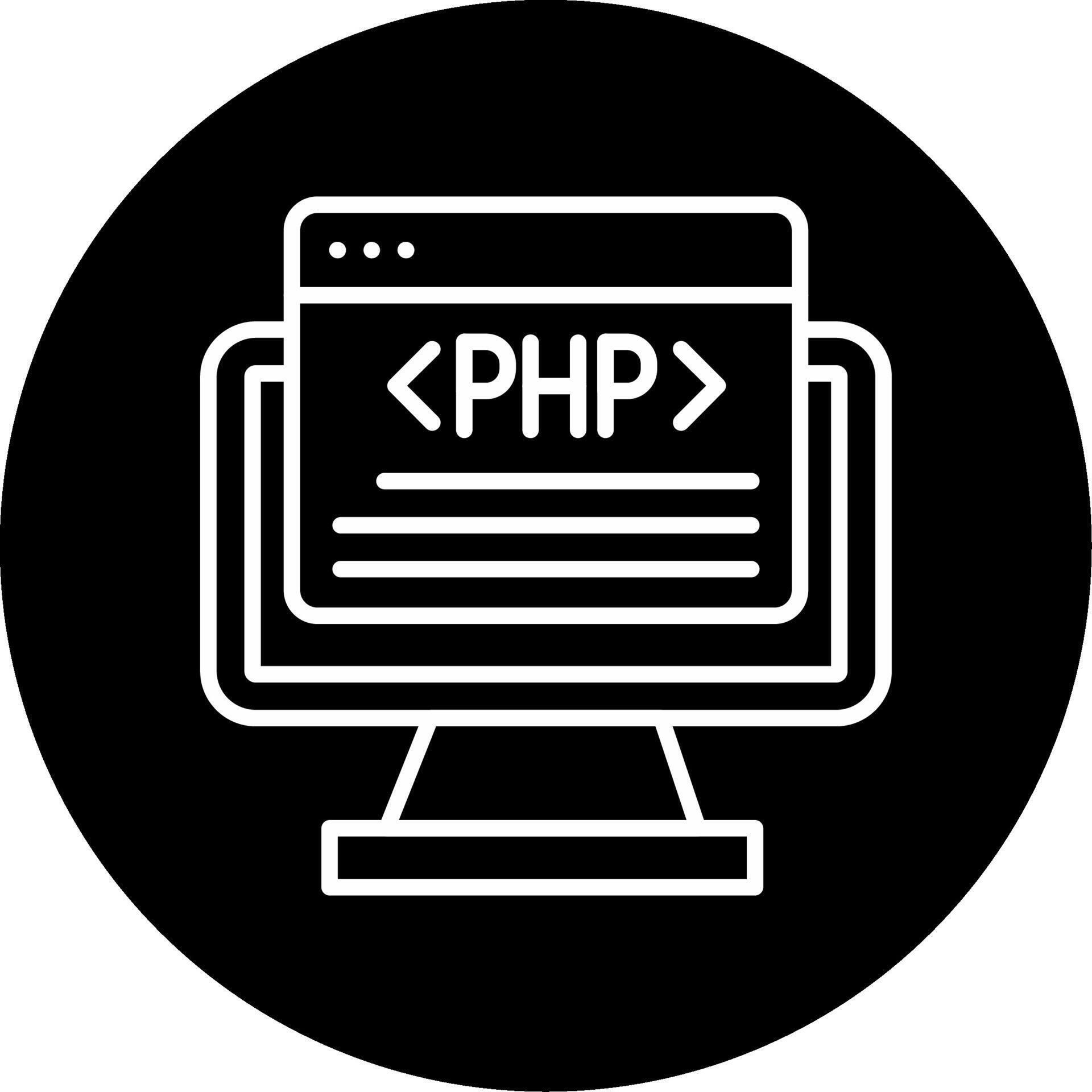 PHP Programming Language Line Circle Inverted 65583589 Vector Art at ...