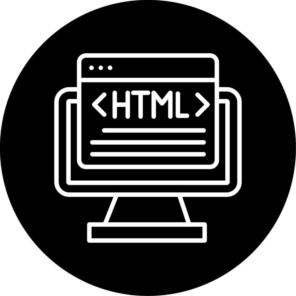 HTML Web Language Line Circle Inverted vector