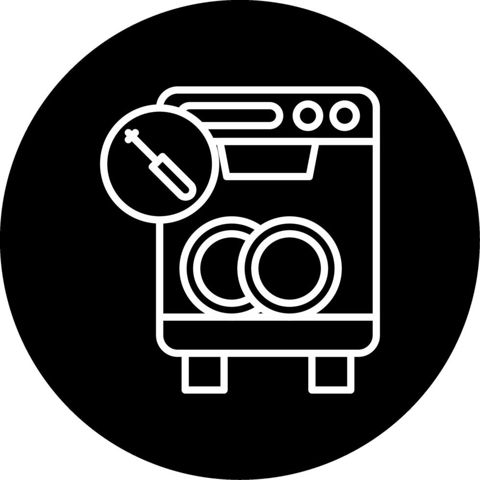 Dishwasher Repair Fix Line Circle Inverted vector
