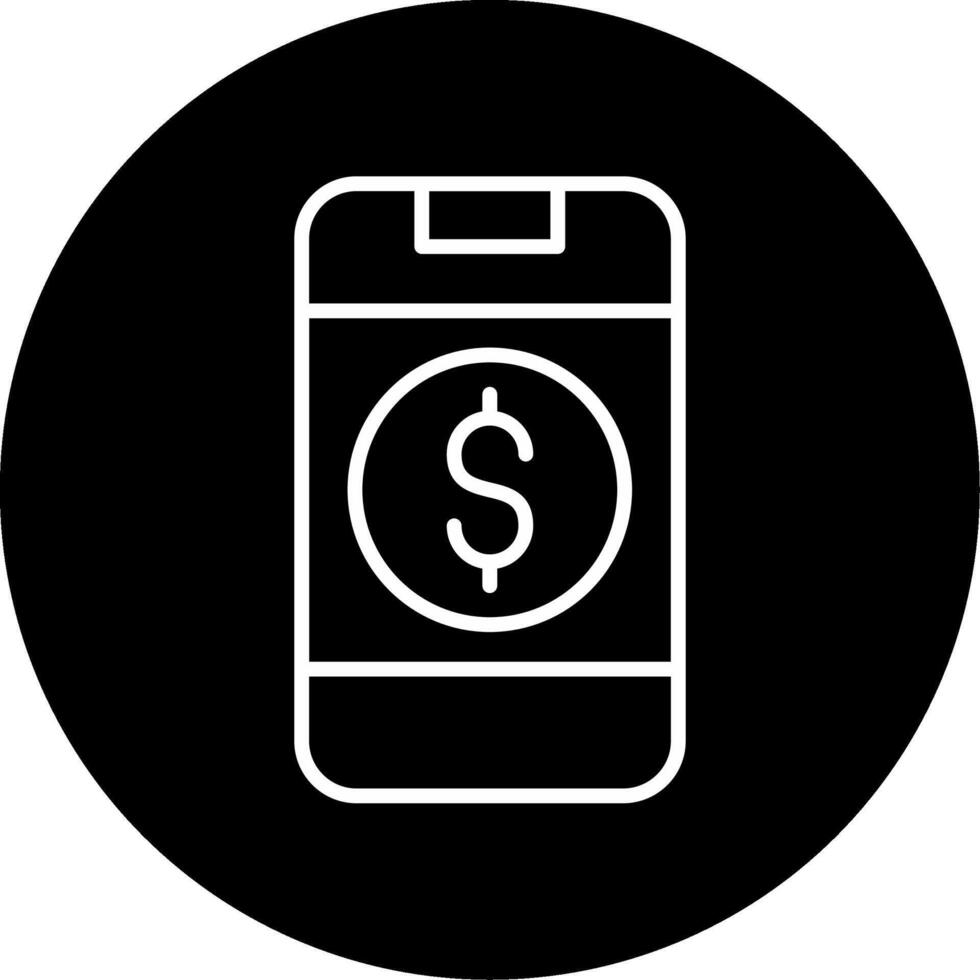 Mobile Phone Money Transfer Mobile Payment Line Circle Inverted vector