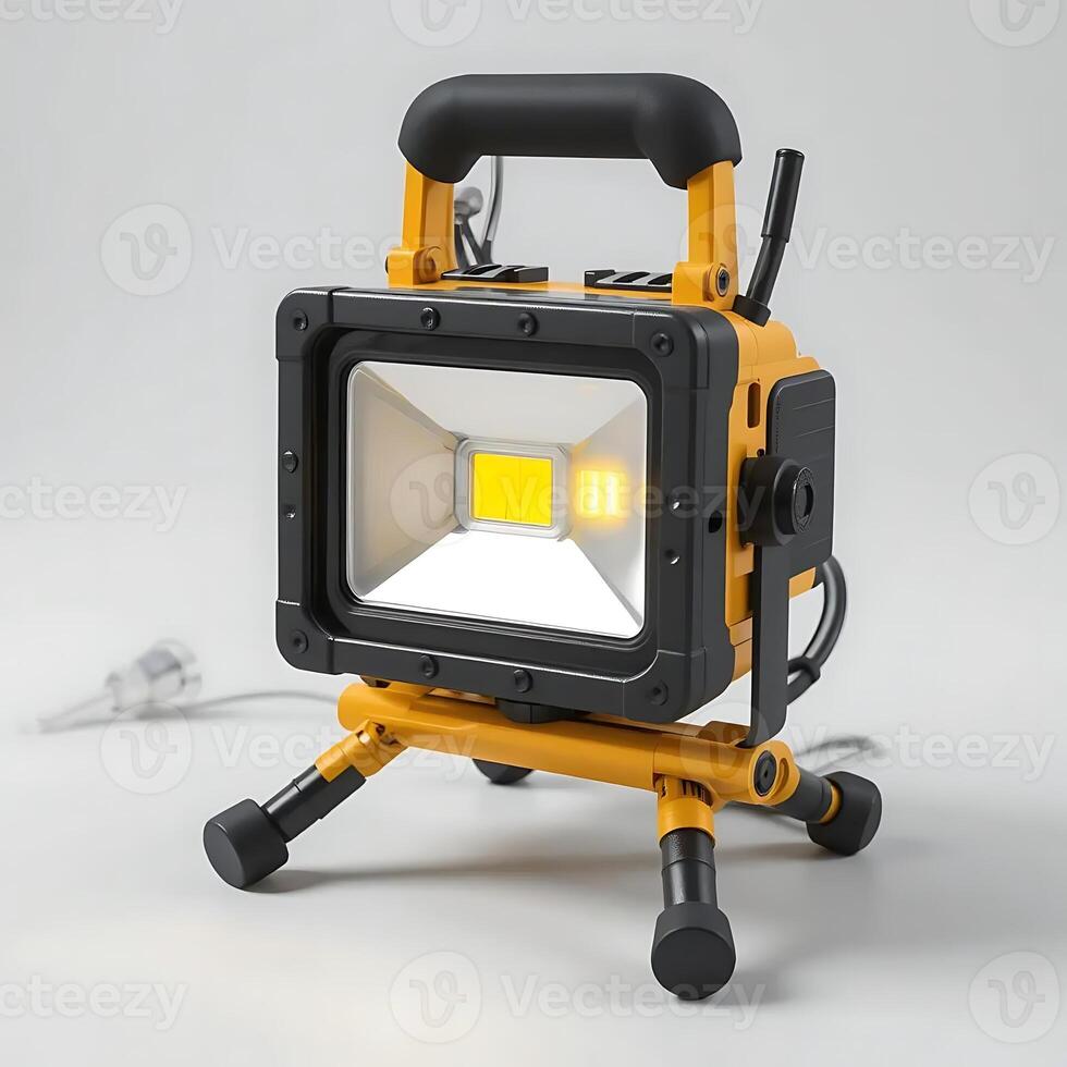 Portable Led Work Light Illuminating Brightly with Yellow and Black Design photo