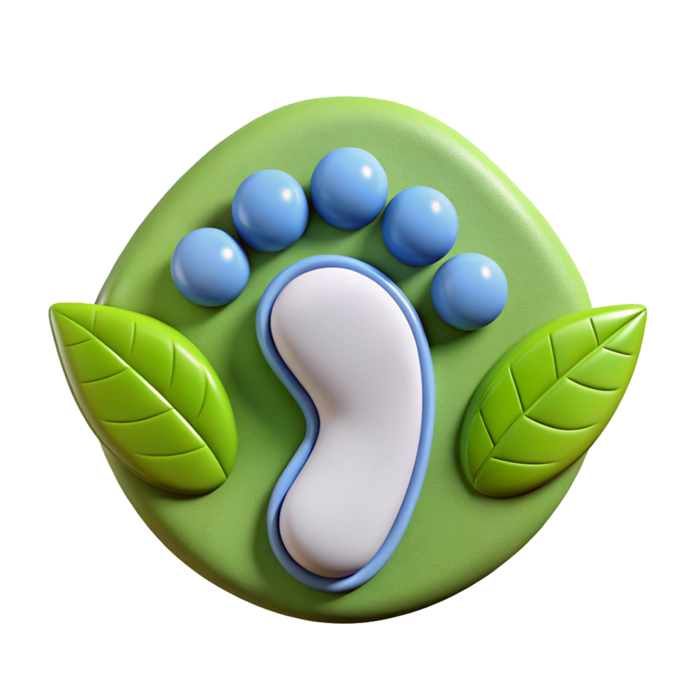 3D Footprint Icon with Leaf png