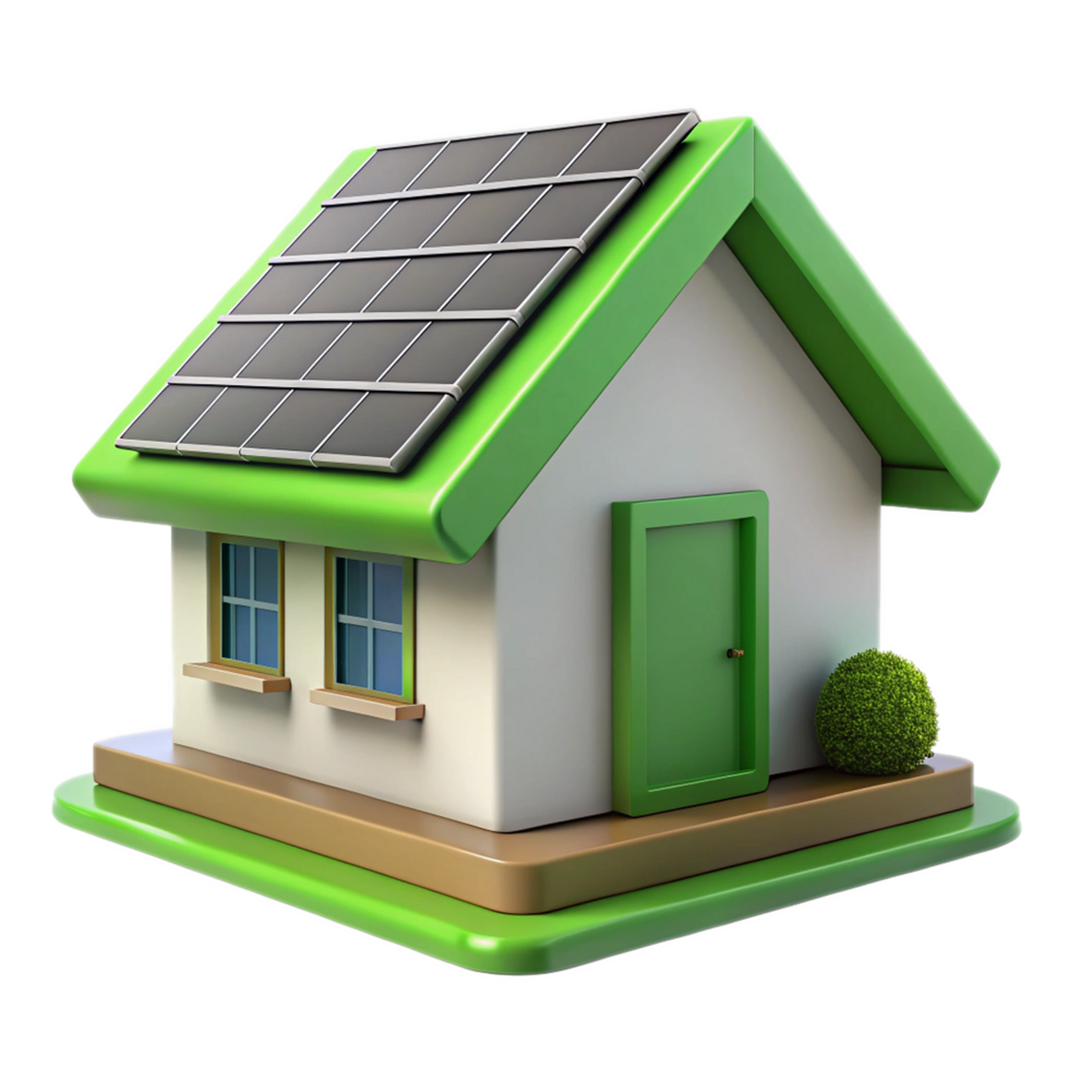 3D House Icon with Solar Panel png