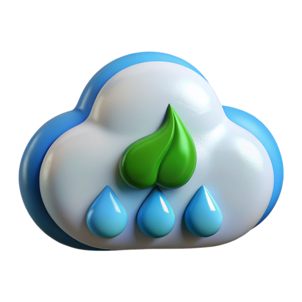 3D Cloud Icon with Rain png