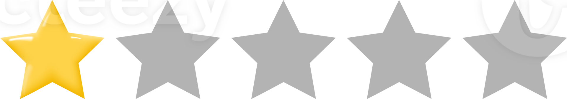 Rating scale with one gold and four silver stars. Isolated on transparent background. png