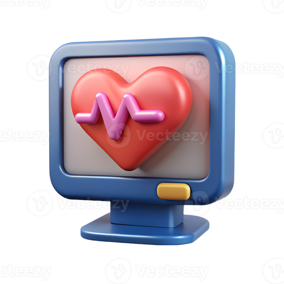 3d Heart monitor showing a cardiogram png