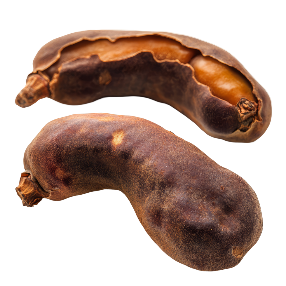 Tamarind fruit on a transparent background showcasing its unique shape and texture, tamarind on transparent background png
