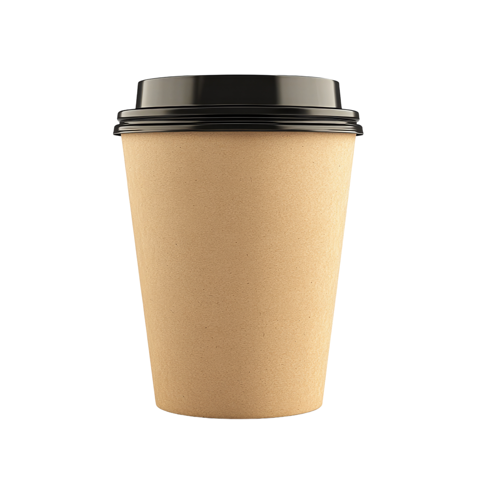 Brown cardboard coffee cup mockup template for branding designs and marketing presentations, brown paper cardboard coffee cup mockup templates 3d render isolated on transparent background png