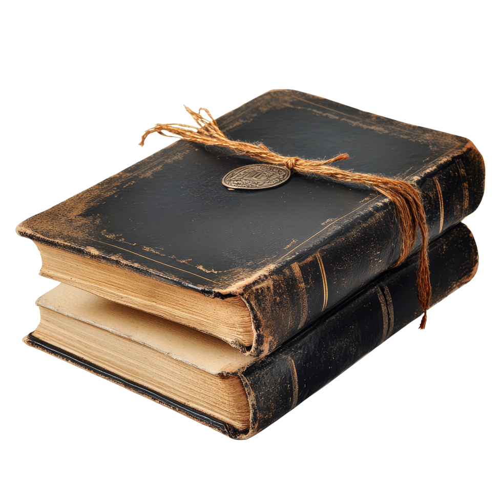 Vintage graduation yearbook resting on a transparent background showcasing timeless memories and cherished moments, Vintage graduation book on transparent background png