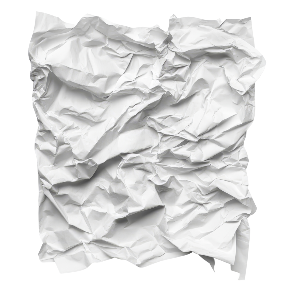 Crumpled transparent paper sheets placed on a plain transparent background showcasing texture and folds in natural light, Crumpled Paper Sheets on transparent background png