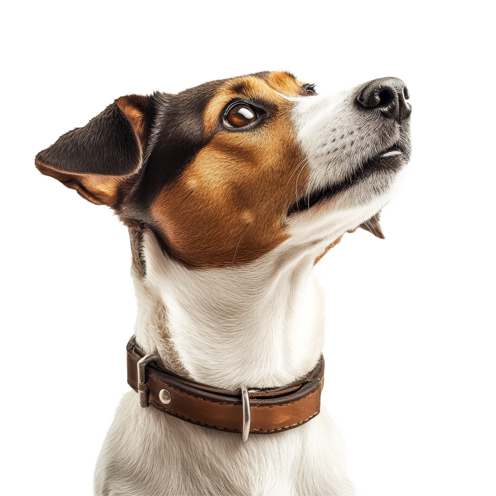 A closeup view of a dog collar on a dog against a transparent background during a calm indoor setting, Dog collar transparent background png