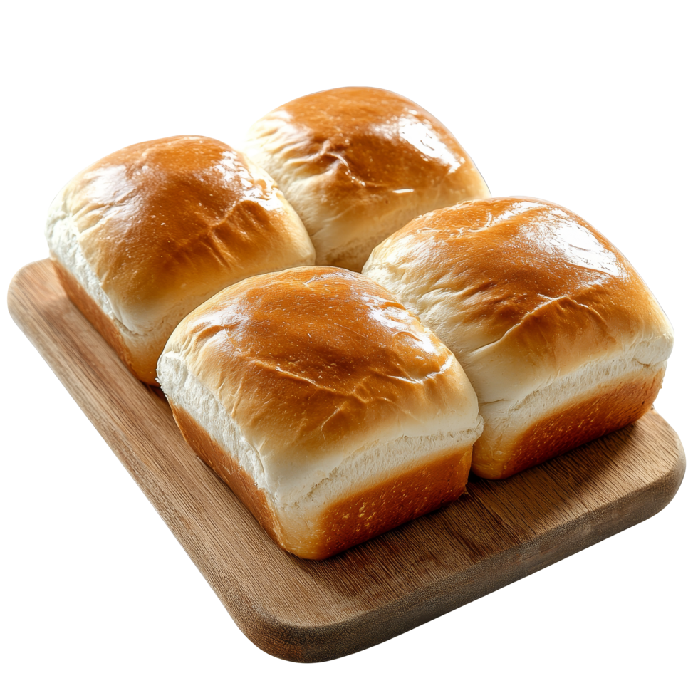 Freshly baked three loaves of transparent bread arranged on a wooden board for a delightful meal experience, three loafs of transparent bread on a board png