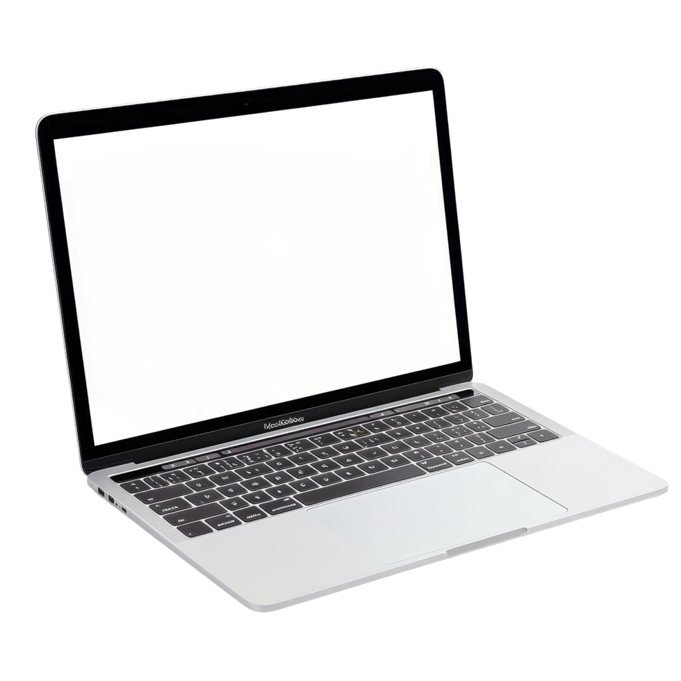 A sleek laptop sits on a clean transparent background, ready for creative work or connectivity in a minimalist workspace, laptop with empty space on transparent background png
