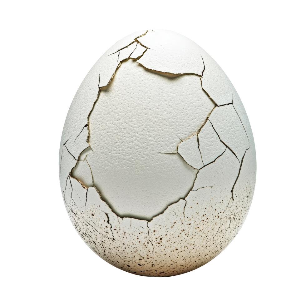 A cracked egg isolated on a transparent background highlighting its intricate textures and details, Cracked egg isolated png