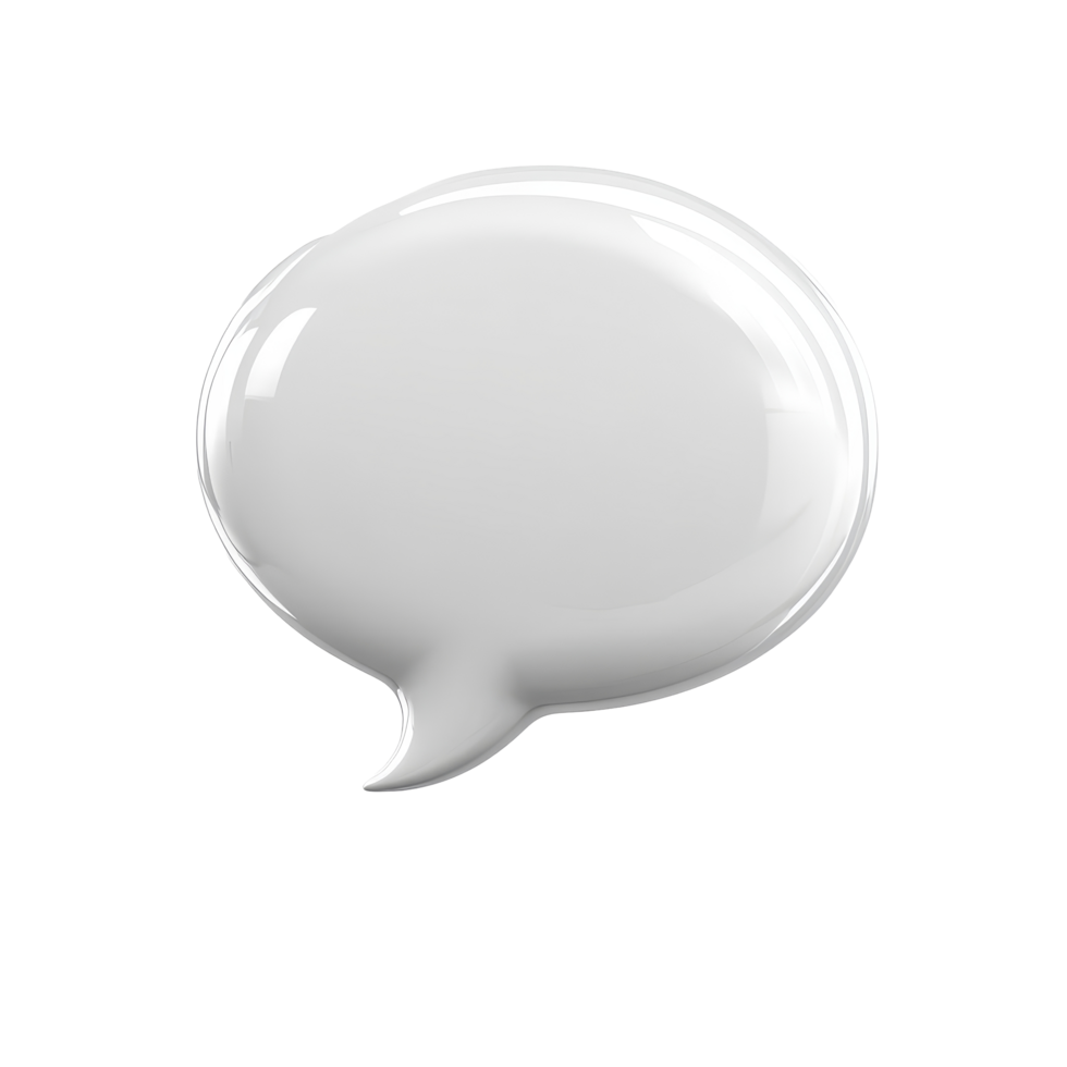 Glossy transparent speech bubble isolated on a clean transparent background perfect for text or graphic design projects, transparent glossy speech bubble isolated on transparent background png