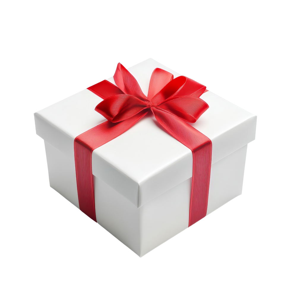 Elegant transparent gift box with a red ribbon wrapped around it, perfect for special occasions or celebrations, Gift Box with Elegant Red Ribbon isolated on transparent background png