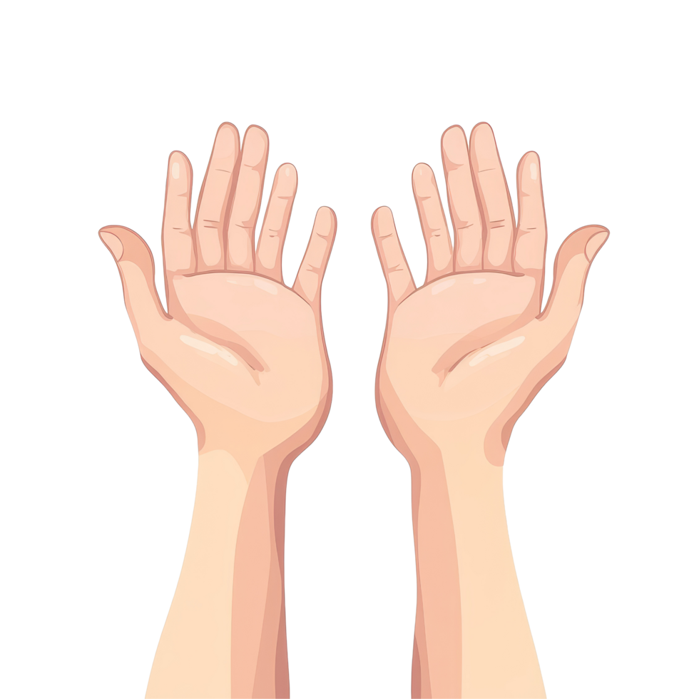 Open hands gently presenting something, emphasizing the gesture of offering or sharing between individuals, flat human open hands holding or presenting something isolated on transparent background png