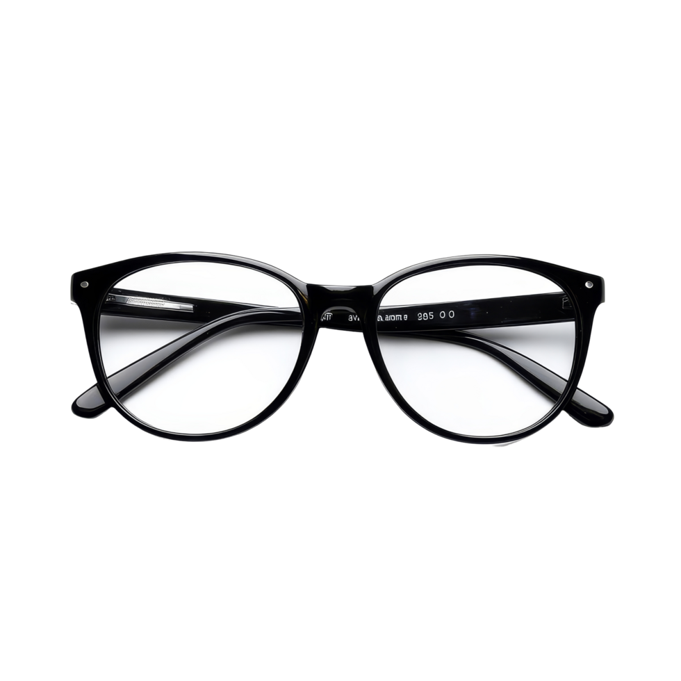 Sleek black eyeglasses isolated on a transparent background showcasing modern design and clarity, black eye glasses isolated on transparent background file png