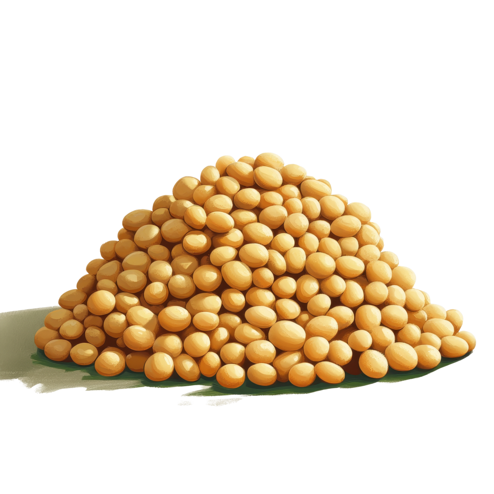 A large heap of soybeans isolated on a plain background showcasing their natural color and texture, Heap of soybeans isolated png