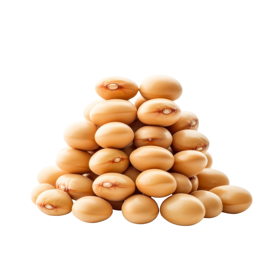 A pyramid of stacked soybeans creating an eyecatching display on a clean transparent background, Stacked soybeans isolated on transparent background png