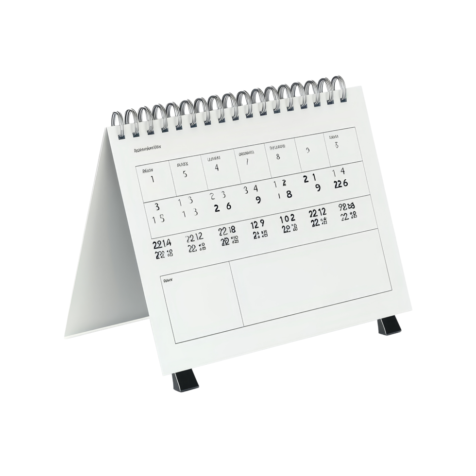 Table calendar for August with visible dates and space for notes, isolated on a transparent background, table calendar 2024 august isolated on transparent background png