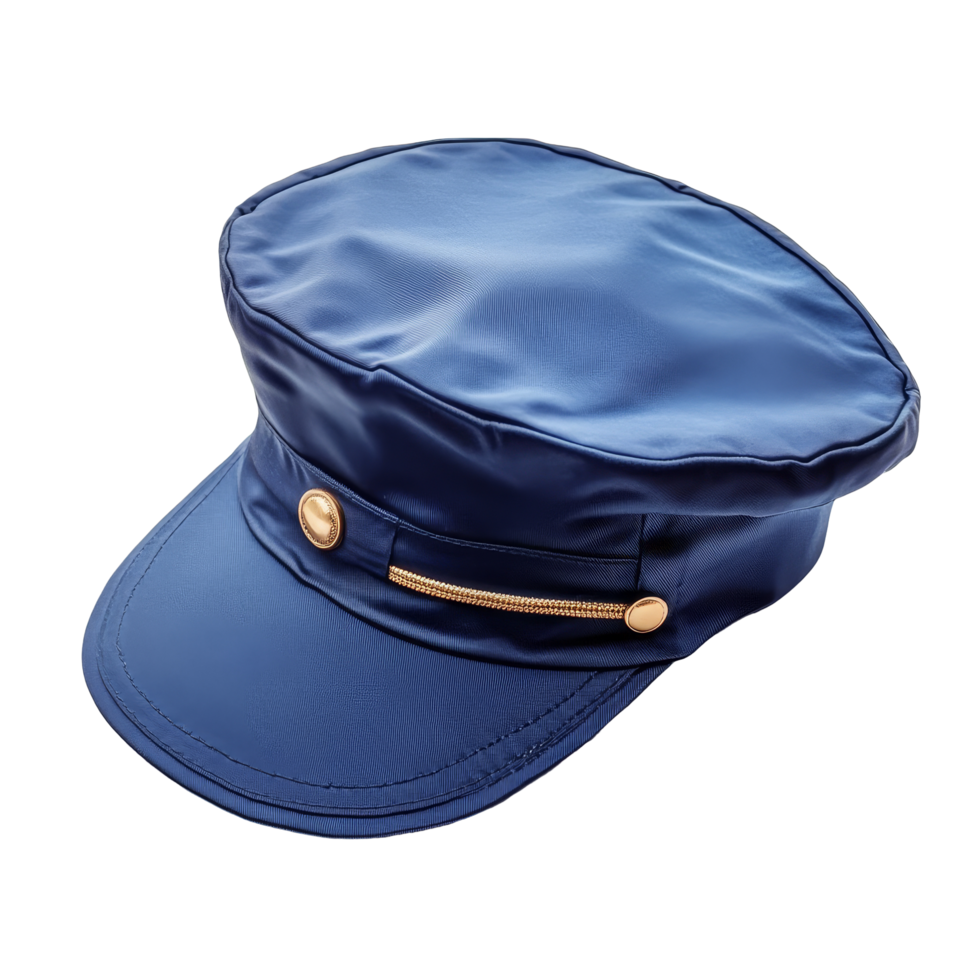 Classic travel cap in navy blue color placed on a clean transparent background for stylish adventures, Travel cap on a transparent background. Cap transparent background png
