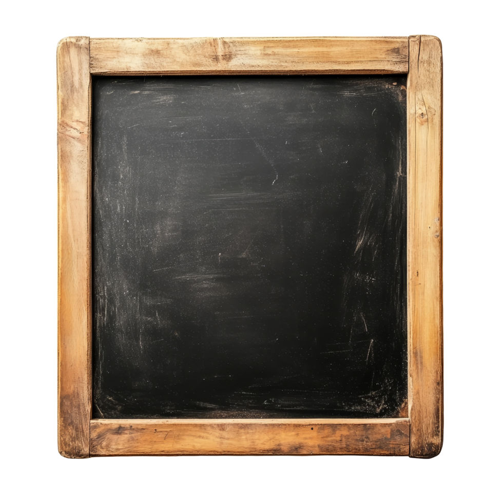A blank blackboard with a wooden frame ready for creative ideas and lessons in any classroom, Blank Blackboard with Wooden Frame On transparent background png