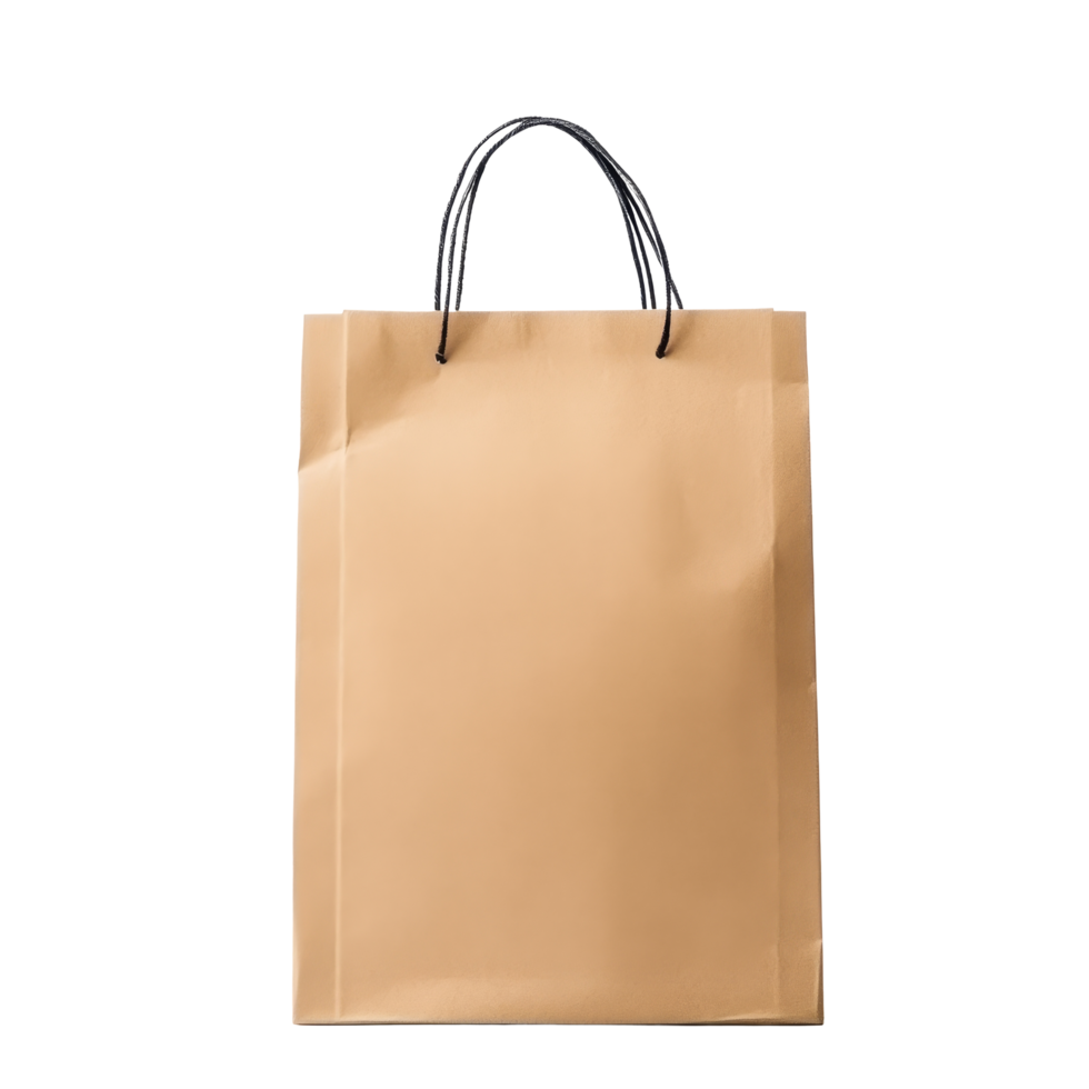 Blank brown paper gift bag on a transparent background with subtle transparent accents, blank brown paper gift bag transparent background png