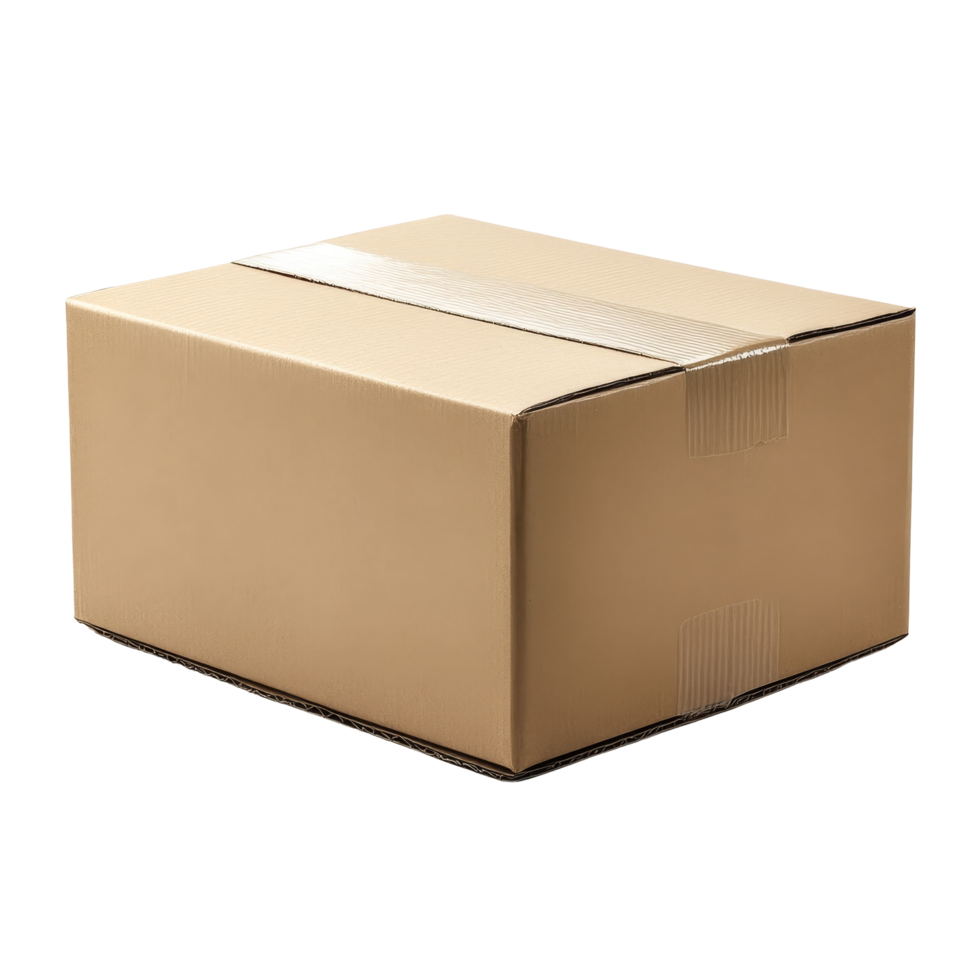 A simple corrugated box on a transparent background, showcasing its versatile design suitable for storage or shipping needs, Corrugated Box on transparent background png