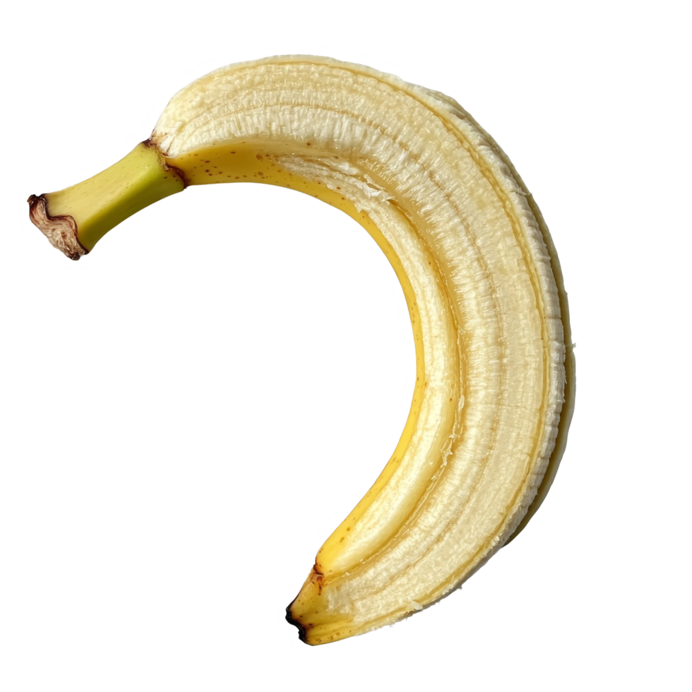Fresh banana slice on a transparent background showcasing its vibrant yellow color and fresh texture, banana slice on transparent background png