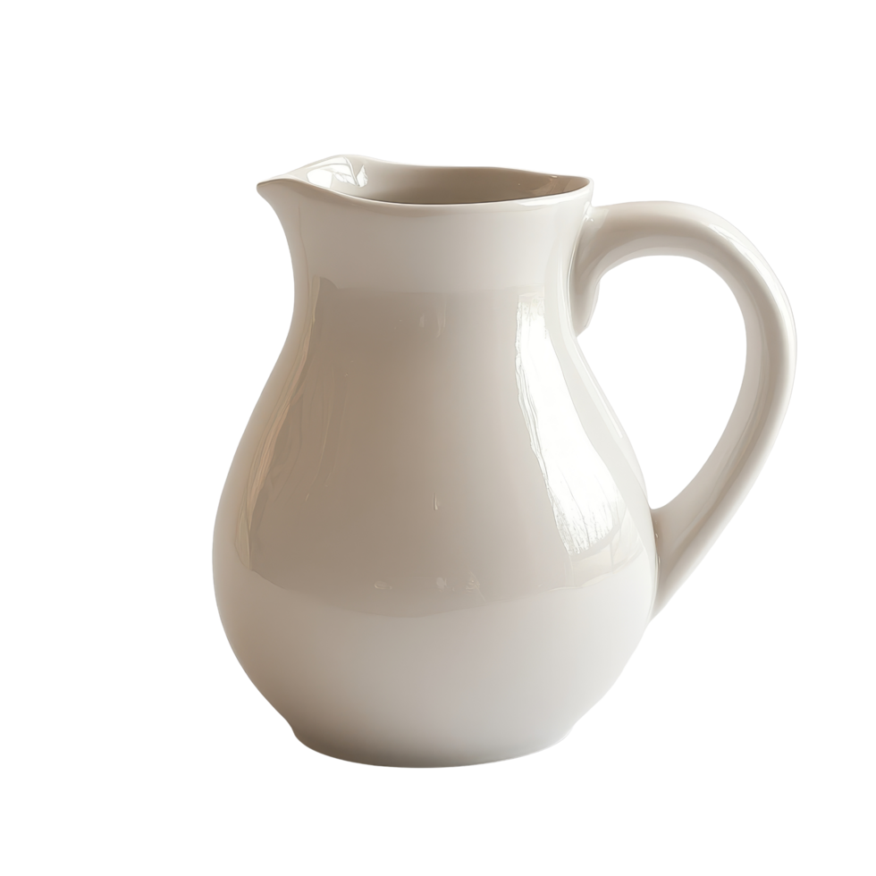 A simple ceramic milk jug resting on a clean transparent background for kitchen decoration and culinary use, milk jug on transparent backgroundfile png