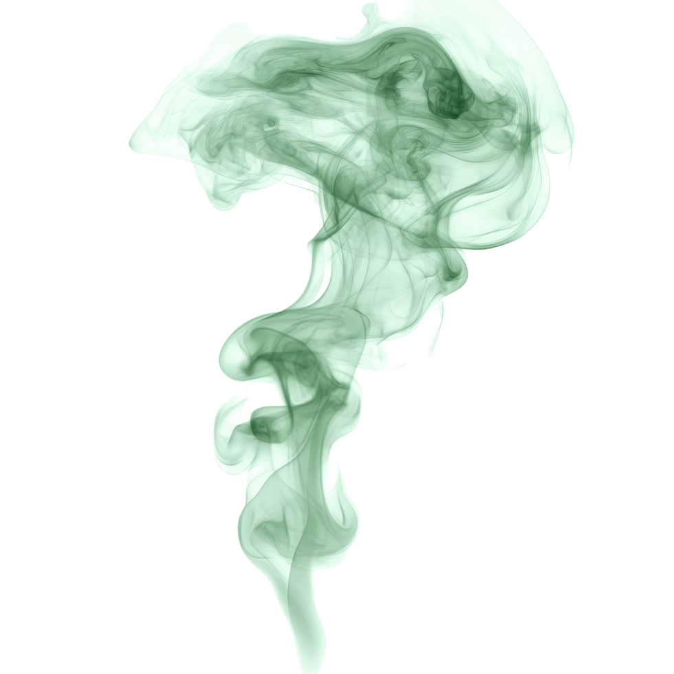 Green smoke steam swirling gracefully in the air against a transparent background, green smoke steam isolated on transparent background png