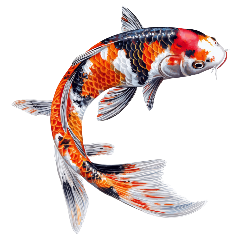 Capture of a beautiful koi fish exhibiting vibrant colors and intricate patterns against a transparent background, Koi Fish, Isolated on transparent background png