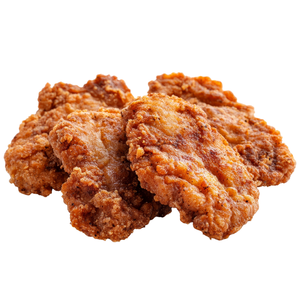 Deliciously crispy fried meat pieces on a transparent background ready to be served on any occasion, Fried meat isolated on transparent background png