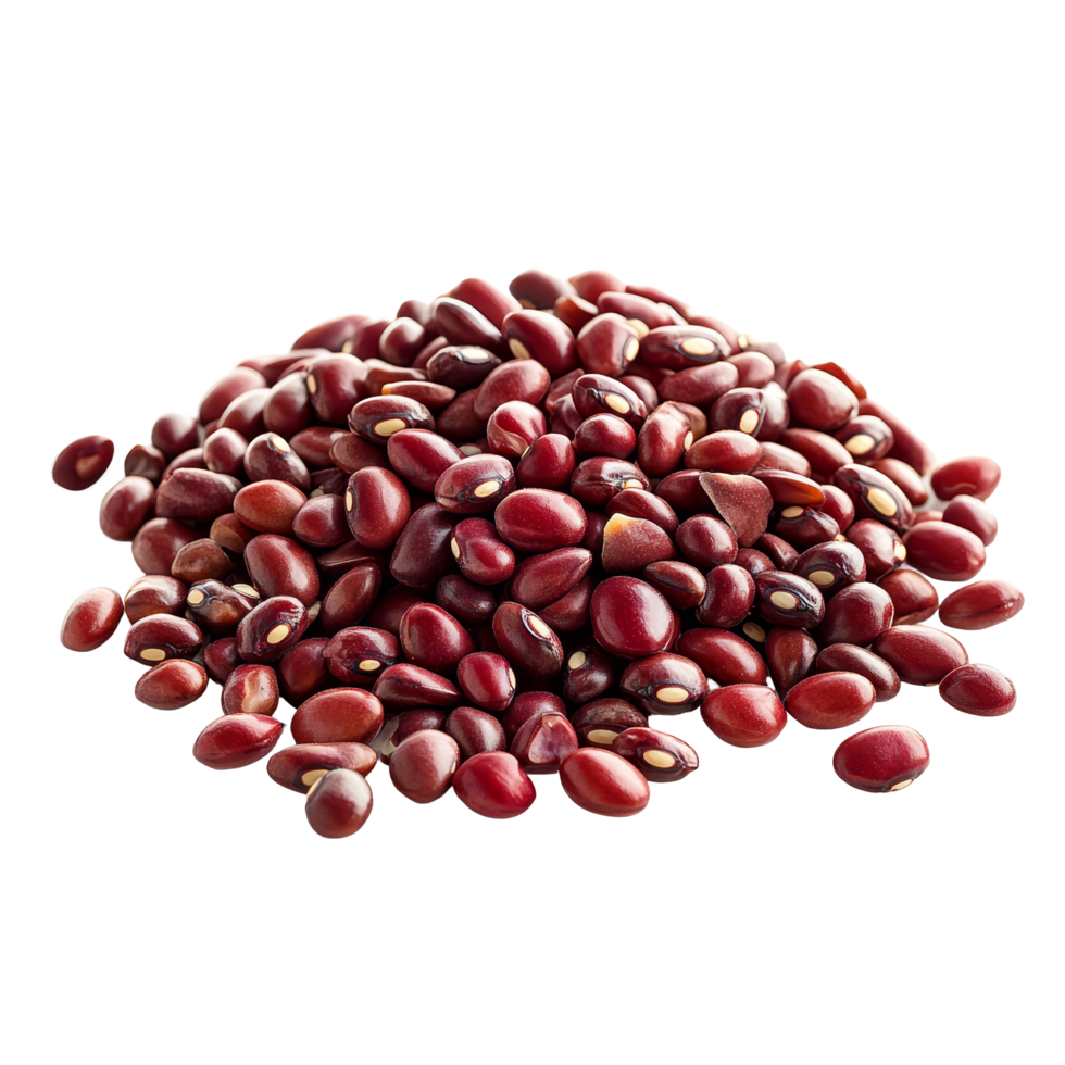 A pile of adzuki beans on a transparent background highlighting the rich color and texture of these nutritious legumes, red beans adzuki isolated on transparent background png