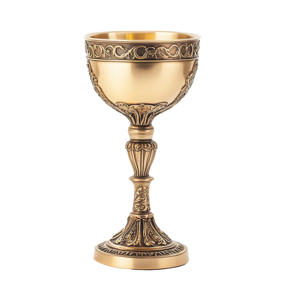 Elegant golden goblet trophy isolated on a transparent background perfect for awards and celebrations, golden goblet trophy isolated on transparent background png