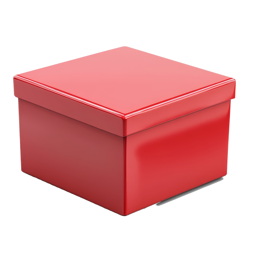 A bright red storage box on a clean transparent background perfect for organizing various items, red box on transparent background png