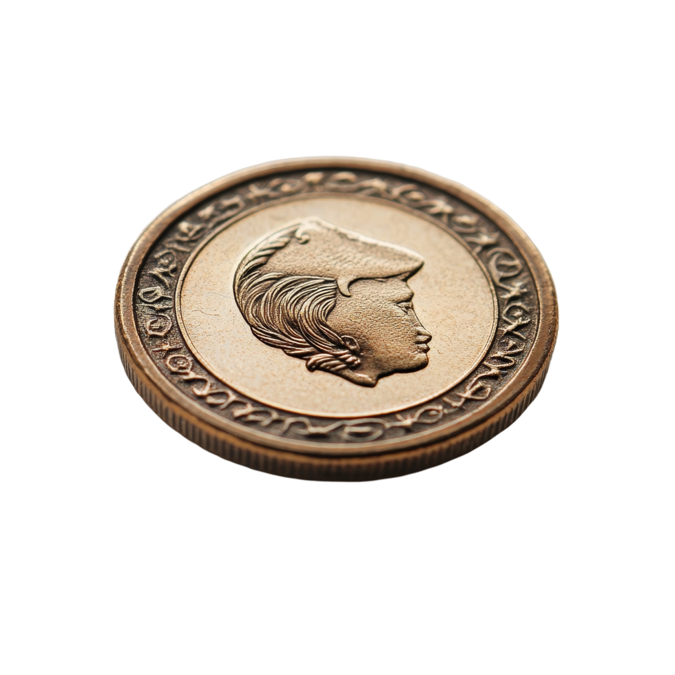 A closeup view of a unique coin resting on a clean transparent background, symbolizing investment and financial growth opportunities, coin on transparent backgroundInvestment concept, money png