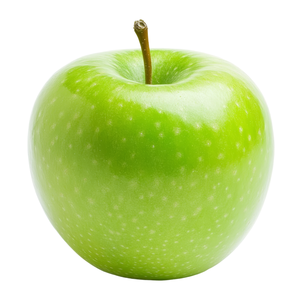 Fresh piece of green apple resting on a clean transparent background, showcasing vibrant color and natural texture, piece of green apple on transparent background png