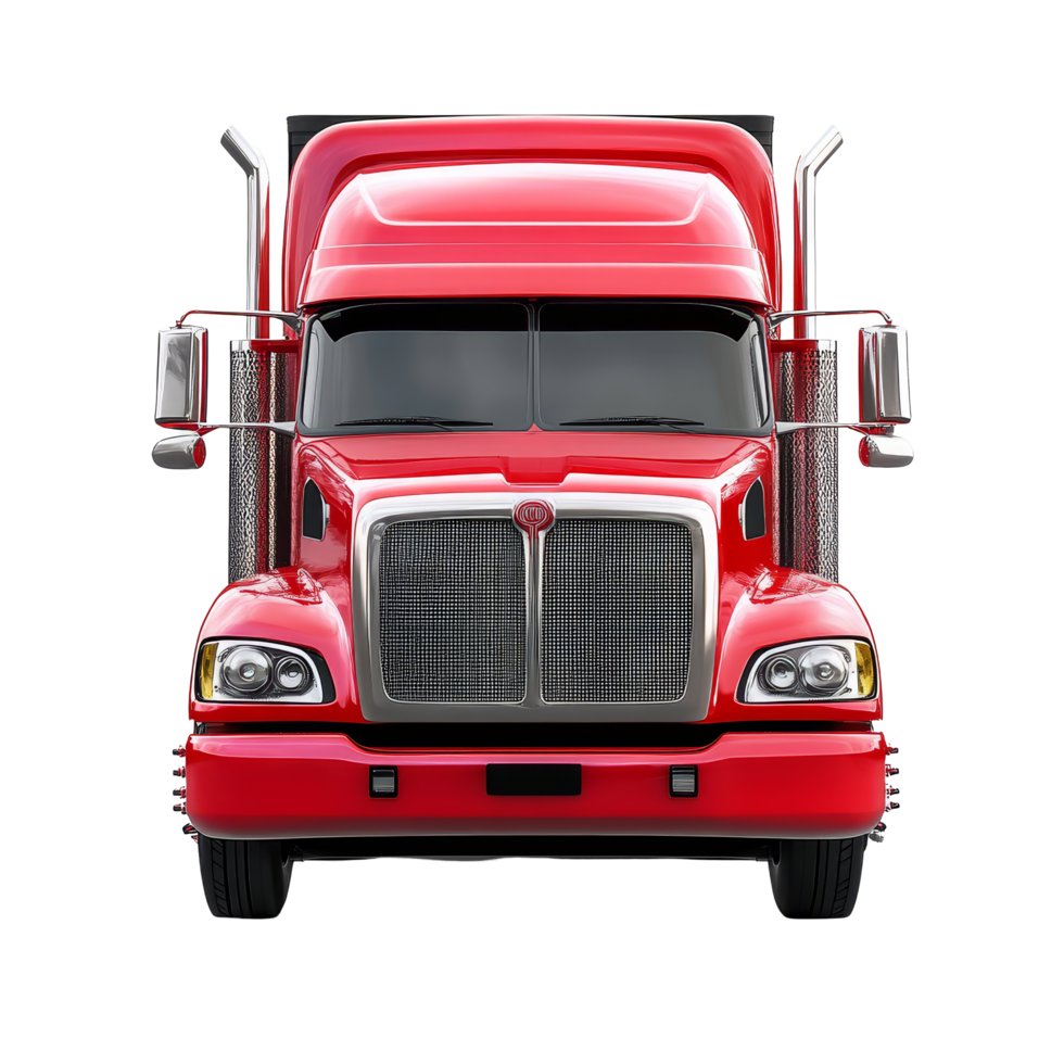 Vibrant red truck showcasing powerful transportation capabilities against a transparent background, Red Truck Vibrant Transportation Vehicle on a transparent background png
