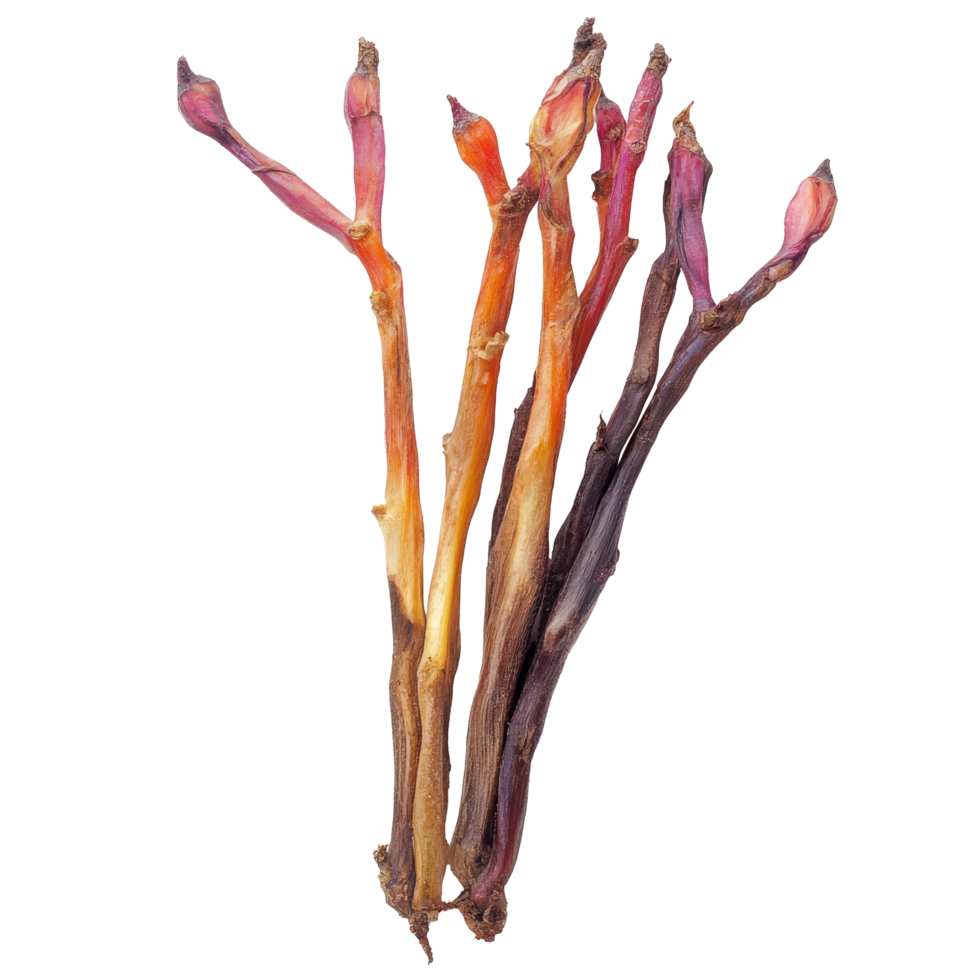 Fresh fingerroot Kaempfer Boesenbergia displayed on a clean transparent background for culinary and medicinal uses, Fingerroot, Kaempfer, Boesenbergia in on transparent background png