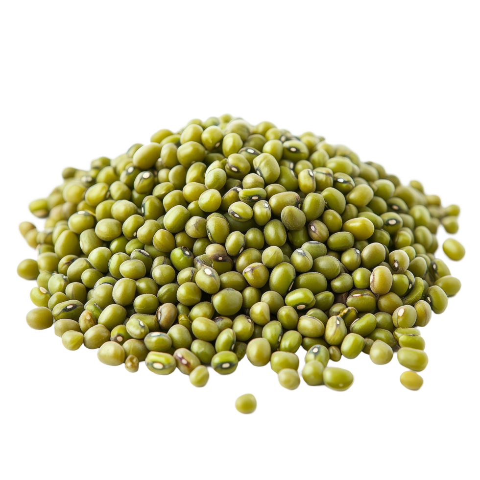 A heap of organic mung beans isolated on a transparent background highlighting their rich color and texture, Heap of organic mung beans isolated png