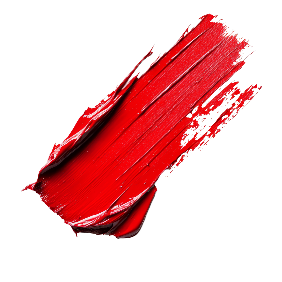 Red paint smear brush stroke isolated on a clean transparent background showcasing vibrant color and texture, red paint smeart brush strokeisolated on transparent background png