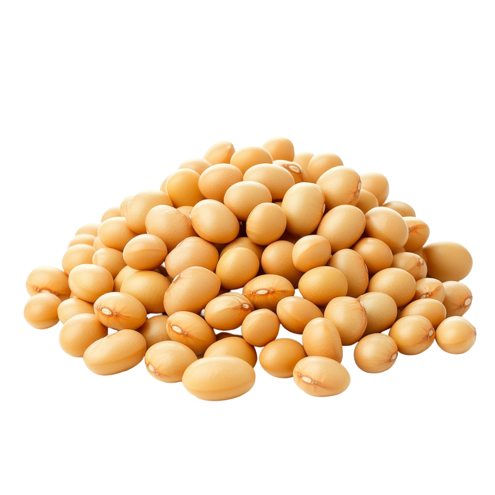 Heap of raw soybeans isolated against a clean transparent background showcasing their natural color and texture, Heap of soybeans isolated on transparent background Clipping path included png
