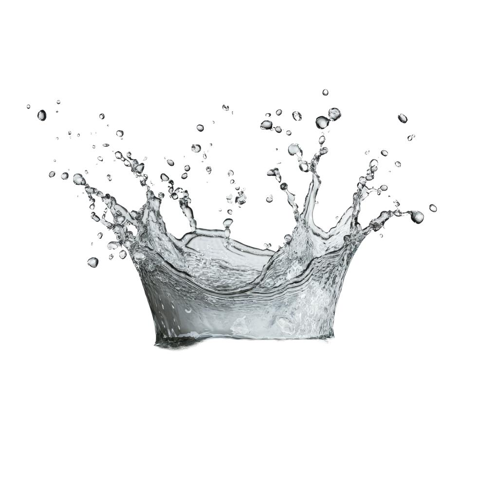 Water splash isolated against a light background creating dynamic motion at high speed during a liquid drop, Water splash isolated png