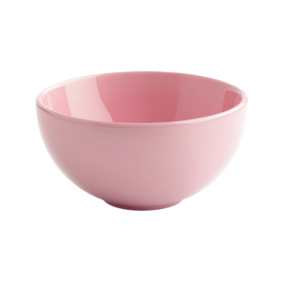 A simple pink bowl is isolated on a clean transparent background showcasing its smooth surface and vibrant color, pink bowl isolated on transparent background png